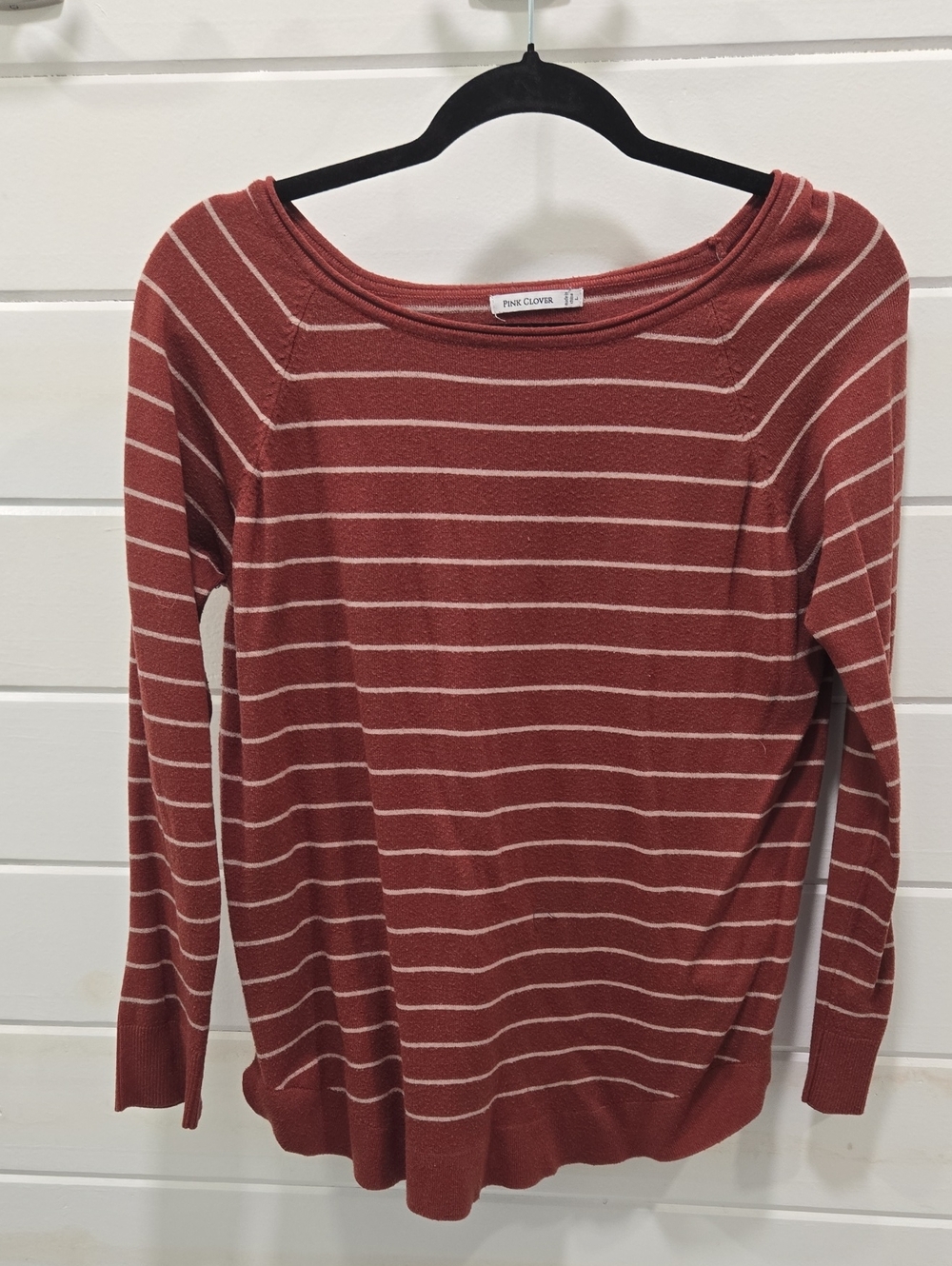 Pink Clover Rust Striped Scoop Neck Pullover